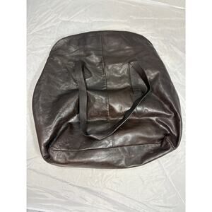 No brand extra large brown artesian leather tote bag
